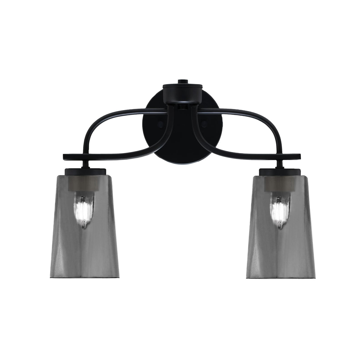 Toltec Cavella 12.5in 2-Light Bath Bar | Modern Matte Black Steel and Smoke Bubble Glass | Bathroom Vanity Light | 7 x 12.5 in | Model 3912-MB-262