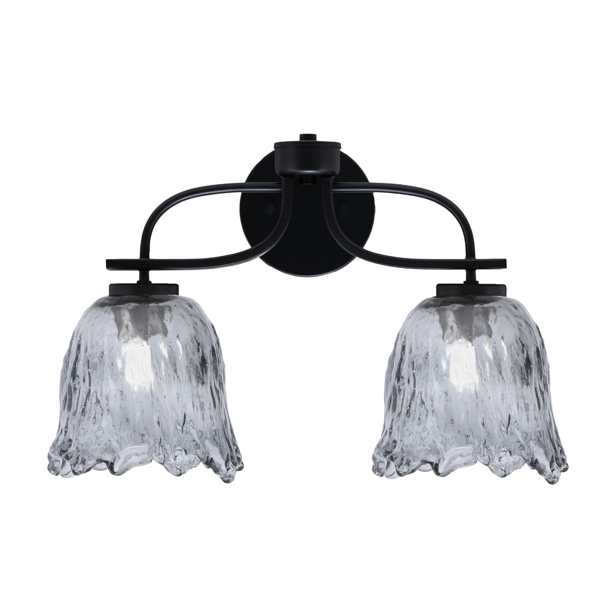 Toltec Cavella 12.5in 2-Light Bath Bar | Modern Matte Black and Smoke Lava Glass | Bathroom Vanity | 8.5 x 12.5 in | Model 3912-MB-4232