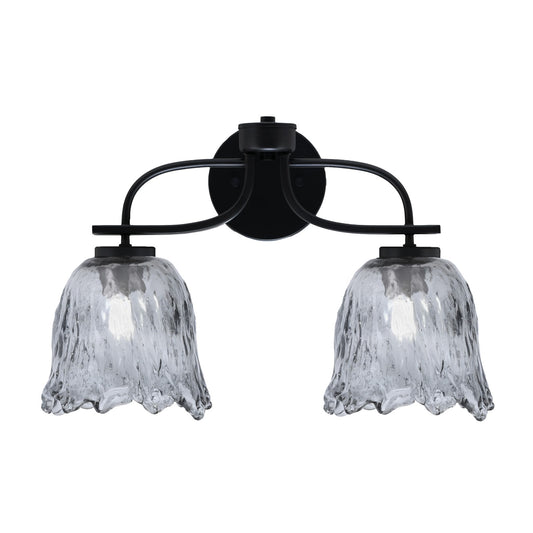 Toltec Cavella 12.5in 2-Light Bath Bar | Modern Matte Black and Smoke Lava Glass | Bathroom Vanity | 8.5 x 12.5 in | Model 3912-MB-4232