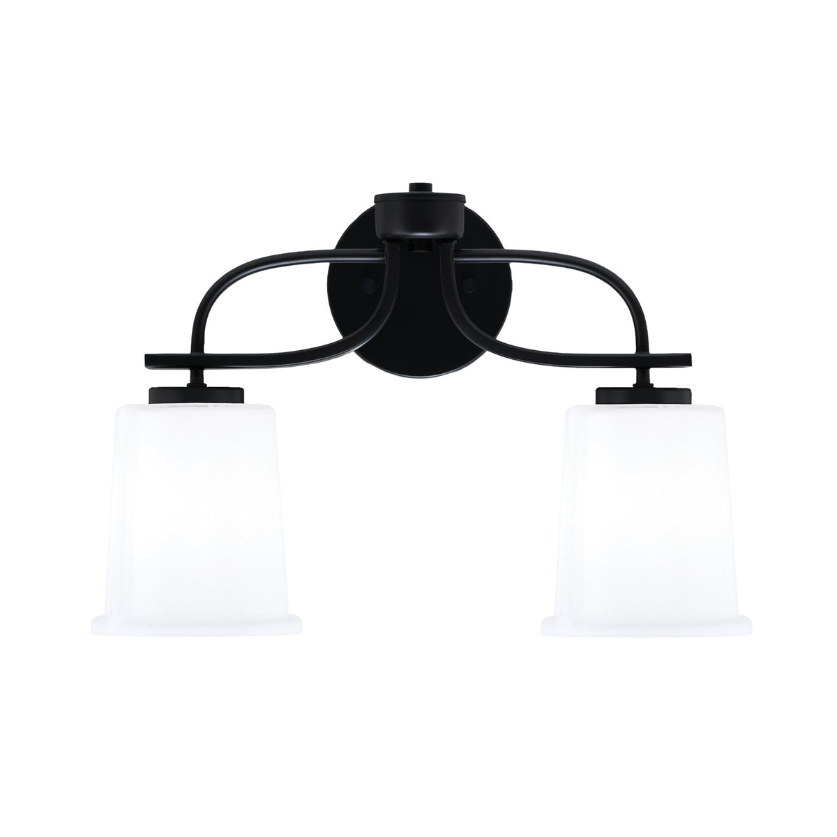 Toltec Cavella 2-Light Bath Bar | Modern Matte Black Steel and White Opal Glass | Bathroom Vanity Light | 7.25 x 12 in | Model 3912-MB-5031