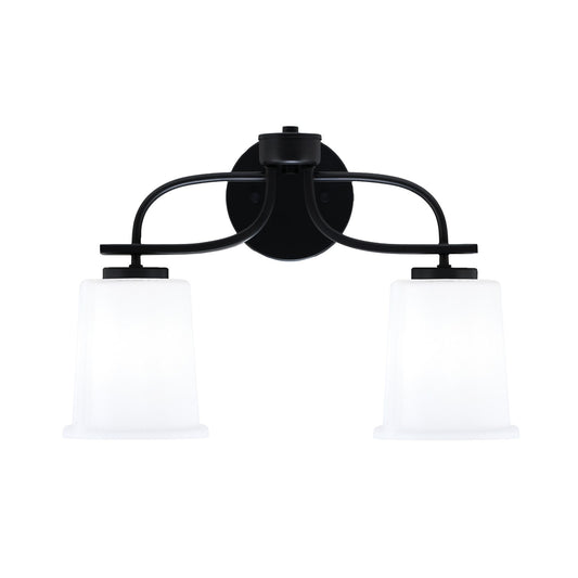Toltec Cavella 2-Light Bath Bar | Modern Matte Black Steel and White Opal Glass | Bathroom Vanity Light | 7.25 x 12 in | Model 3912-MB-5031
