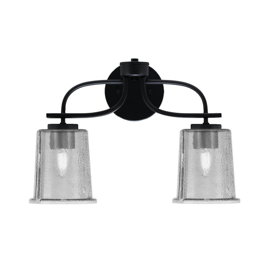 Toltec Cavella 2-Light Bath Bar | Modern Matte Black Steel and Smoke Bubble Glass | Bathroom Vanity Light | 7.25 x 12 in | Model 3912-MB-5032