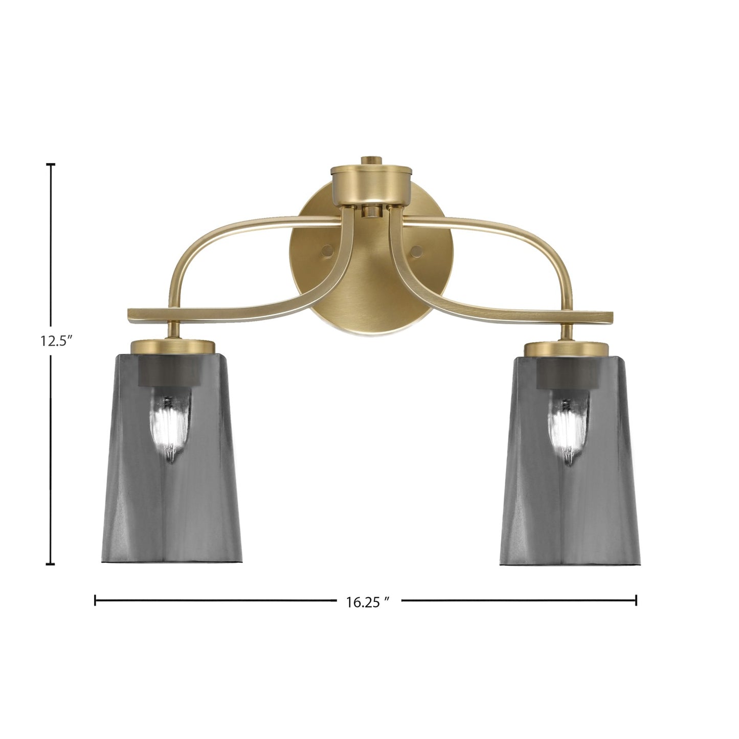 Toltec Cavella 12.5in 2-Light Bath Bar | Contemporary New Age Brass and Smoke Bubble Glass | Bathroom Vanity | 7 x 12.5 in | Model 3912-NAB-262
