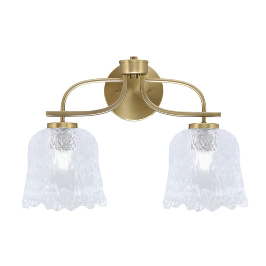 Toltec Cavella 12.5in 2-Light Bath Vanity Light | Modern New Age Brass and Clear Lava Glass | Bathroom Vanity & Mirror Lighting | 8.5 x 12.5 in | Model 3912-NAB-4230