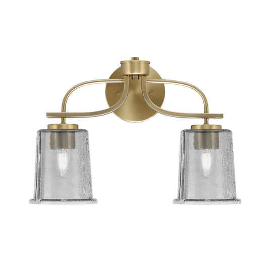 Toltec Cavella 12in 2-Light Bath Vanity Light | Modern New Age Brass and Smoke Bubble Glass | Bathroom Vanity & Mirror Lighting | 7.25 x 12 in | Model 3912-NAB-5032