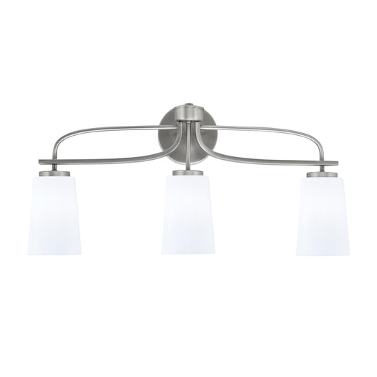 Toltec Cavella 12.5in 3-Light Bath Bar | Modern Graphite and White Opal Glass | Bathroom Vanity Light | D 7 x H 12.5 in | Model 3913-GP-261