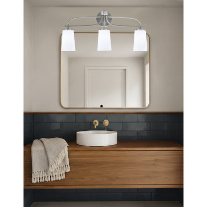 Toltec Cavella 12.5in 3-Light Bath Bar | Modern Graphite and White Opal Glass | Bathroom Vanity Light | D 7 x H 12.5 in | Model 3913-GP-261