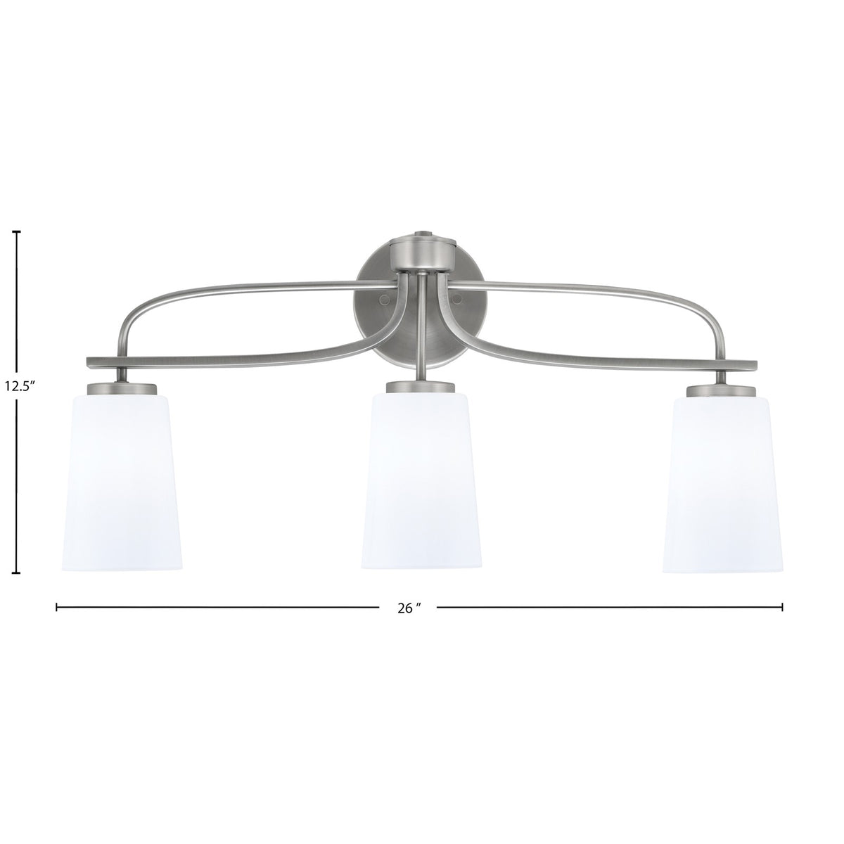 Toltec Cavella 12.5in 3-Light Bath Bar | Modern Graphite and White Opal Glass | Bathroom Vanity Light | D 7 x H 12.5 in | Model 3913-GP-261
