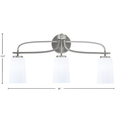 Toltec Cavella 12.5in 3-Light Bath Bar | Modern Graphite and White Opal Glass | Bathroom Vanity Light | D 7 x H 12.5 in | Model 3913-GP-261