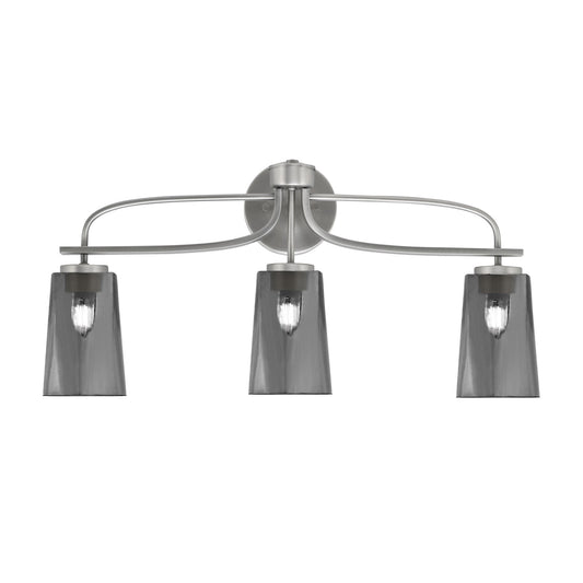 Toltec Cavella 12.5in 3-Light Bath Bar | Modern Graphite and Smoke Bubble Glass | Bathroom Vanity Light | D 7 x H 12.5 in | Model 3913-GP-262