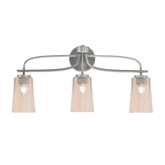 Toltec Cavella 12.5in 3-Light Bath Bar | Modern Graphite Steel and Amber Gradient Glass | Bathroom Vanity & Powder Room | 7 x 12.5 in | Model 3913-GP-263