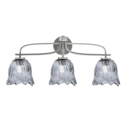Toltec Cavella 12.5in 3-Light Bath Bar | Modern Graphite and Smoke Lava Glass | Bathroom Vanity Light | 8.5 x 12.5 in | Model 3913-GP-4232