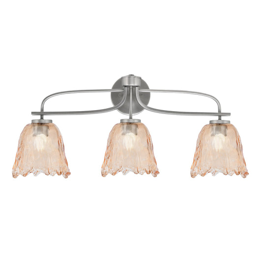 Toltec Cavella 12.5in 3-Light Bath Bar | Modern Graphite and Amber Lava Glass | Bathroom Vanity Light | 8.5 x 12.5 in | Model 3913-GP-4233