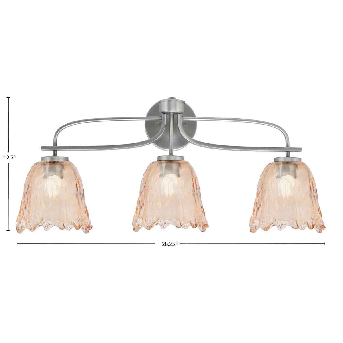 Toltec Cavella 12.5in 3-Light Bath Bar | Modern Graphite and Amber Lava Glass | Bathroom Vanity Light | 8.5 x 12.5 in | Model 3913-GP-4233