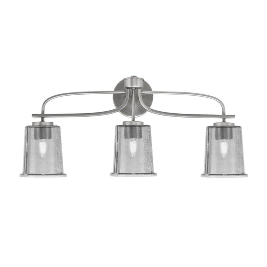 Toltec Cavella 12in 3-Light Bath Bar | Modern Graphite Steel and Smoke Bubble Glass | Bathroom Vanity & Powder Room | 7.25 x 12 in | Model 3913-GP-5032
