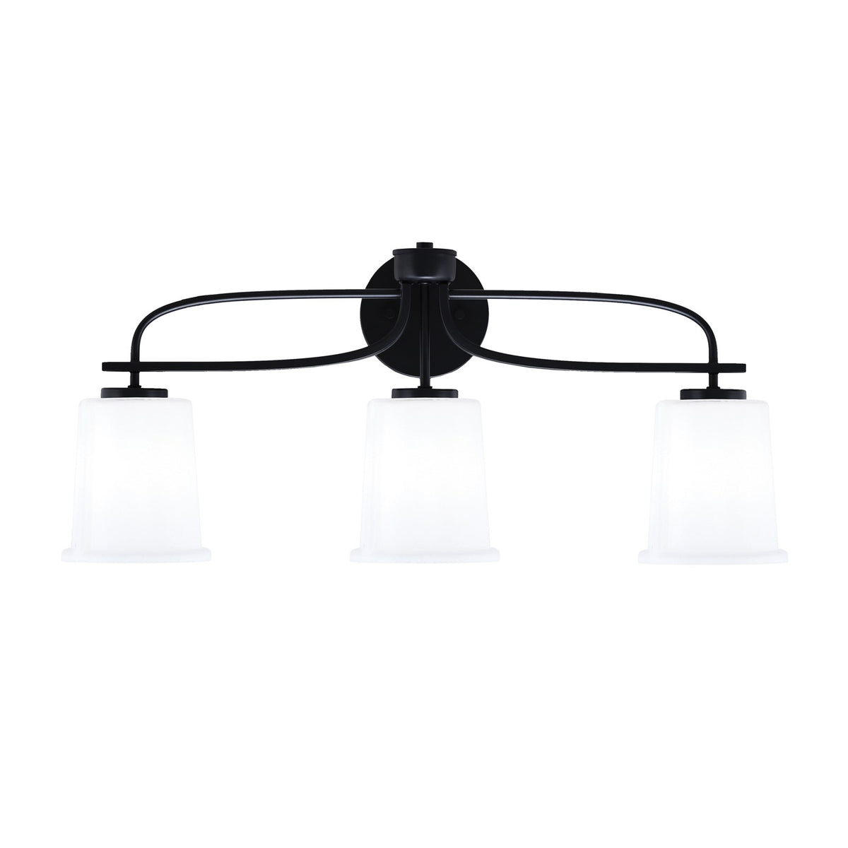 Toltec Cavella 3-Light Bath Bar | Modern Matte Black and White Opal Glass | Bathroom Vanity Lighting | 7.25 x 12 in | Model 3913-MB-5031