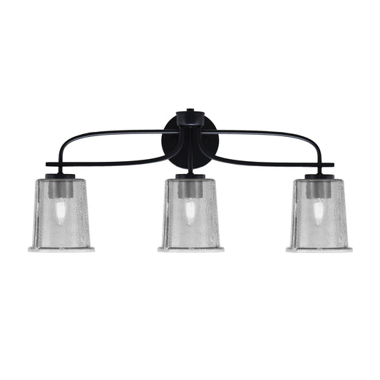 Toltec Cavella 3-Light Bath Bar | Modern Matte Black and Smoke Bubble Glass | Bathroom Vanity Lighting | 7.25 x 12 in | Model 3913-MB-5032