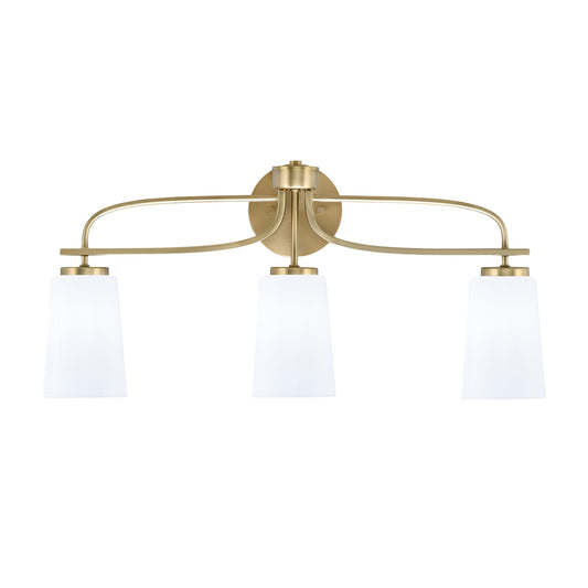 Toltec Cavella 12.5in 3-Light Bath Bar | Modern New Age Brass Steel and White Opal Glass | Bathroom Vanity | 7 x 12.5 in | Model 3913-NAB-261