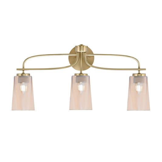 Toltec Cavella 3-Light Bath Bar | Modern New Age Brass and Amber Gradient Glass | Bathroom Vanity Light | 7 x 12.5 in | Model 3913-NAB-263
