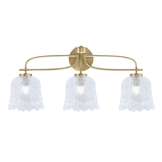 Toltec Cavella 3-Light Bath Bar | Modern New Age Brass and Clear Lava Glass | Bathroom & Powder Room Vanity Light | 8.5 x 12.5 in | Model 3913-NAB-4230