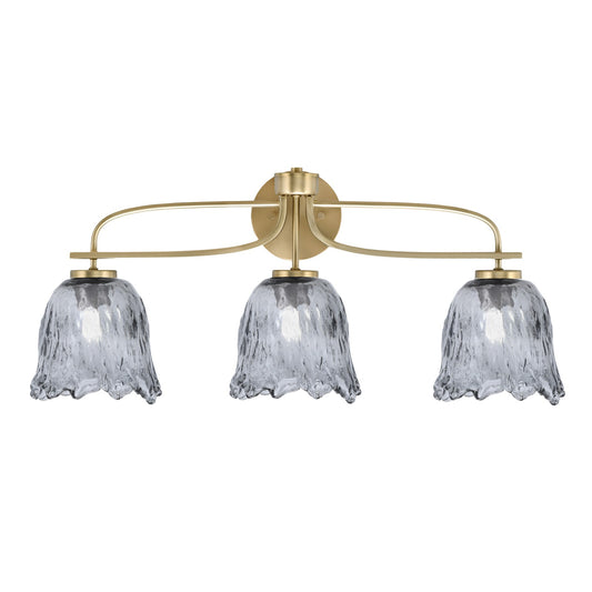 Toltec Cavella 3-Light Bath Bar | Modern New Age Brass and Smoke Lava Glass | Bathroom & Powder Room Vanity Light | 8.5 x 12.5 in | Model 3913-NAB-4232