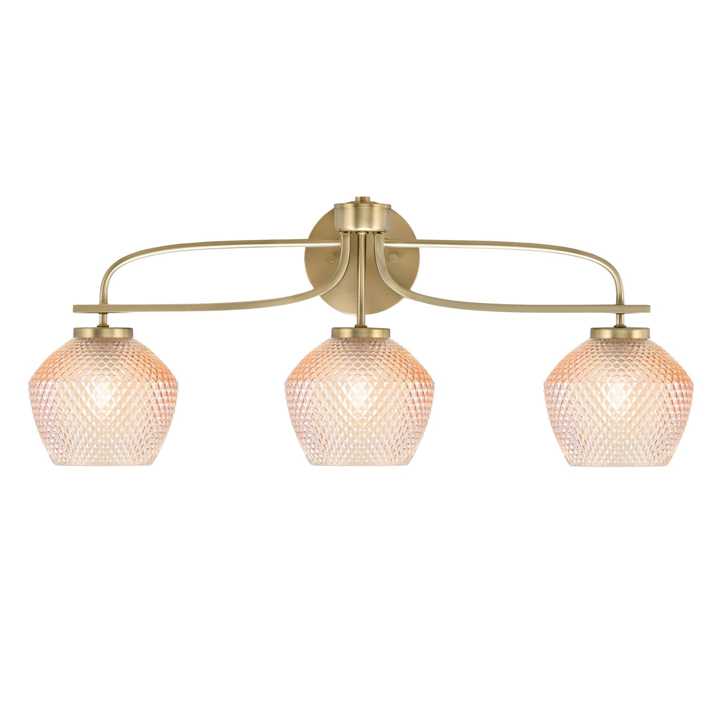 Toltec Cavella 31.5in 3-Light Bath Bar | New Age Brass Steel and Amber Textured Glass | Bathroom Vanity | 31.5 x 7.75 x 7.75 in | Model 3913-NAB-4623