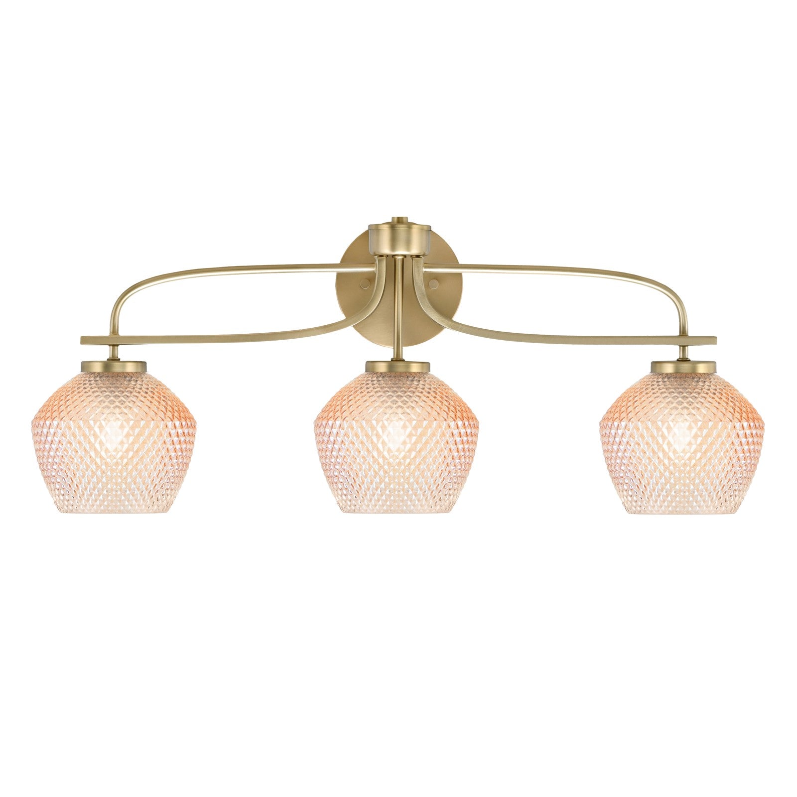 Toltec Cavella 31.5in 3-Light Bath Bar | New Age Brass Steel and Amber Textured Glass | Bathroom Vanity | 31.5 x 7.75 x 7.75 in | Model 3913-NAB-4623