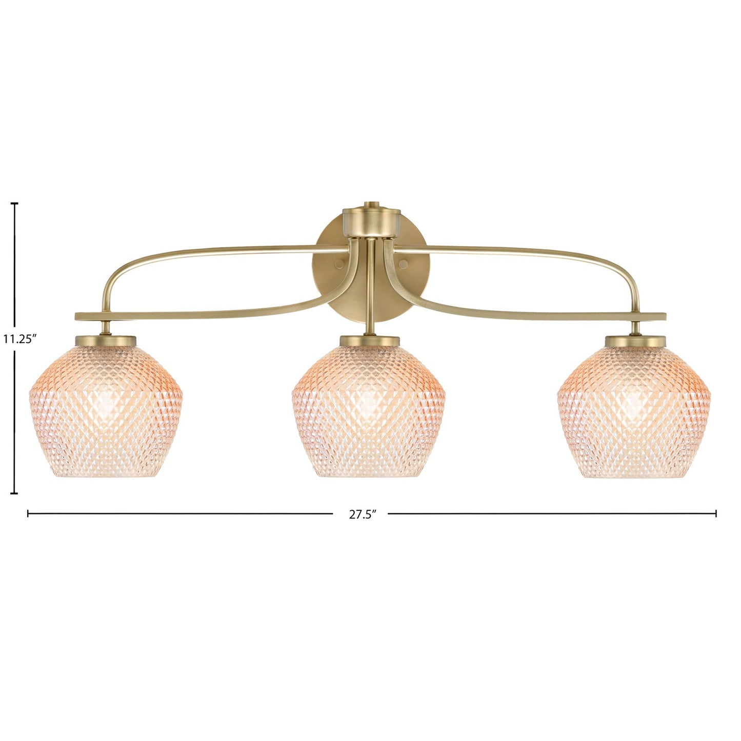 Toltec Cavella 31.5in 3-Light Bath Bar | New Age Brass Steel and Amber Textured Glass | Bathroom Vanity | 31.5 x 7.75 x 7.75 in | Model 3913-NAB-4623