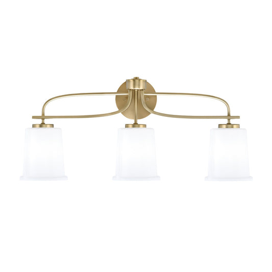 Toltec Cavella 3-Light Bath Bar | Modern New Age Brass and White Opal Glass | Bathroom Vanity Light | 7.25 x 12 in | Model 3913-NAB-5031