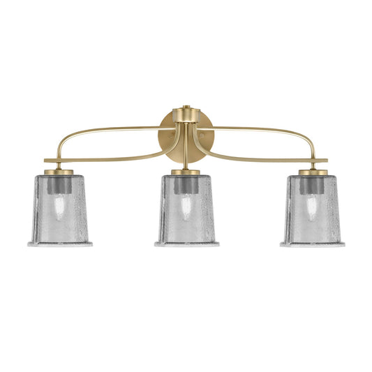 Toltec Cavella 3-Light Bath Bar | Modern New Age Brass and Smoke Bubble Glass | Bathroom Vanity Light | 7.25 x 12 in | Model 3913-NAB-5032