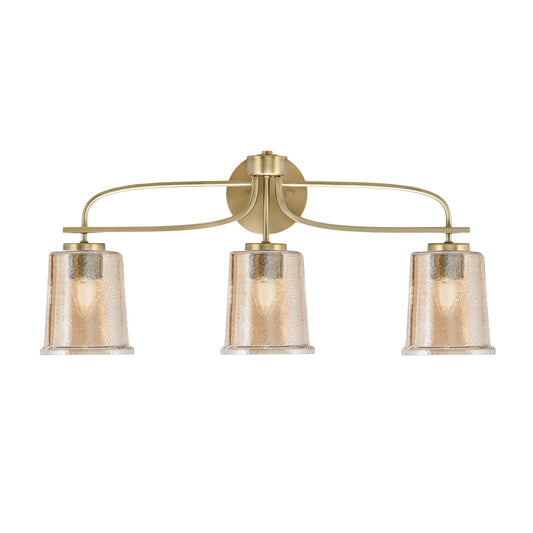Toltec Cavella 3-Light Bath Bar | Modern New Age Brass and Amber Bubble Glass | Bathroom & Powder Room Vanity Light | 7.25 x 12 in | Model 3913-NAB-5033
