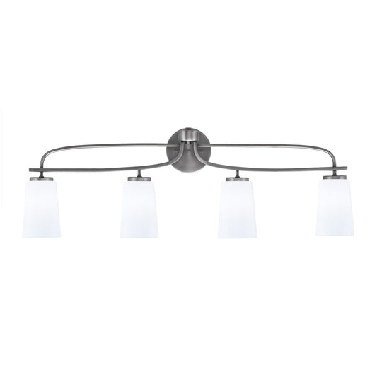 Toltec Cavella 4-Light Bath Bar | Modern Graphite Steel and White Opal Glass | Bathroom Vanity & Powder Room | 7 x 12.5 in | Model 3914-GP-261