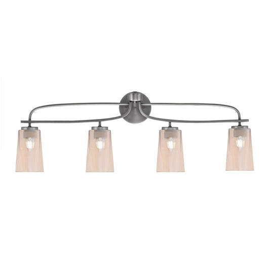 Toltec Cavella 4-Light Bath Bar | Modern Graphite Steel and Amber Gradient Glass | Bathroom Vanity & Powder Room | 7 x 12.5 in | Model 3914-GP-263
