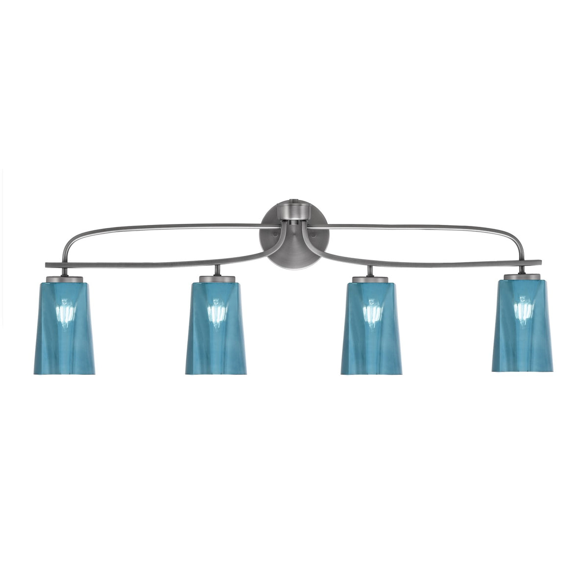 Toltec Cavella 4-Light Bath Bar | Modern Graphite Steel and Blue Gradient Glass | Bathroom Vanity & Powder Room | 7 x 12.5 in | Model 3914-GP-265