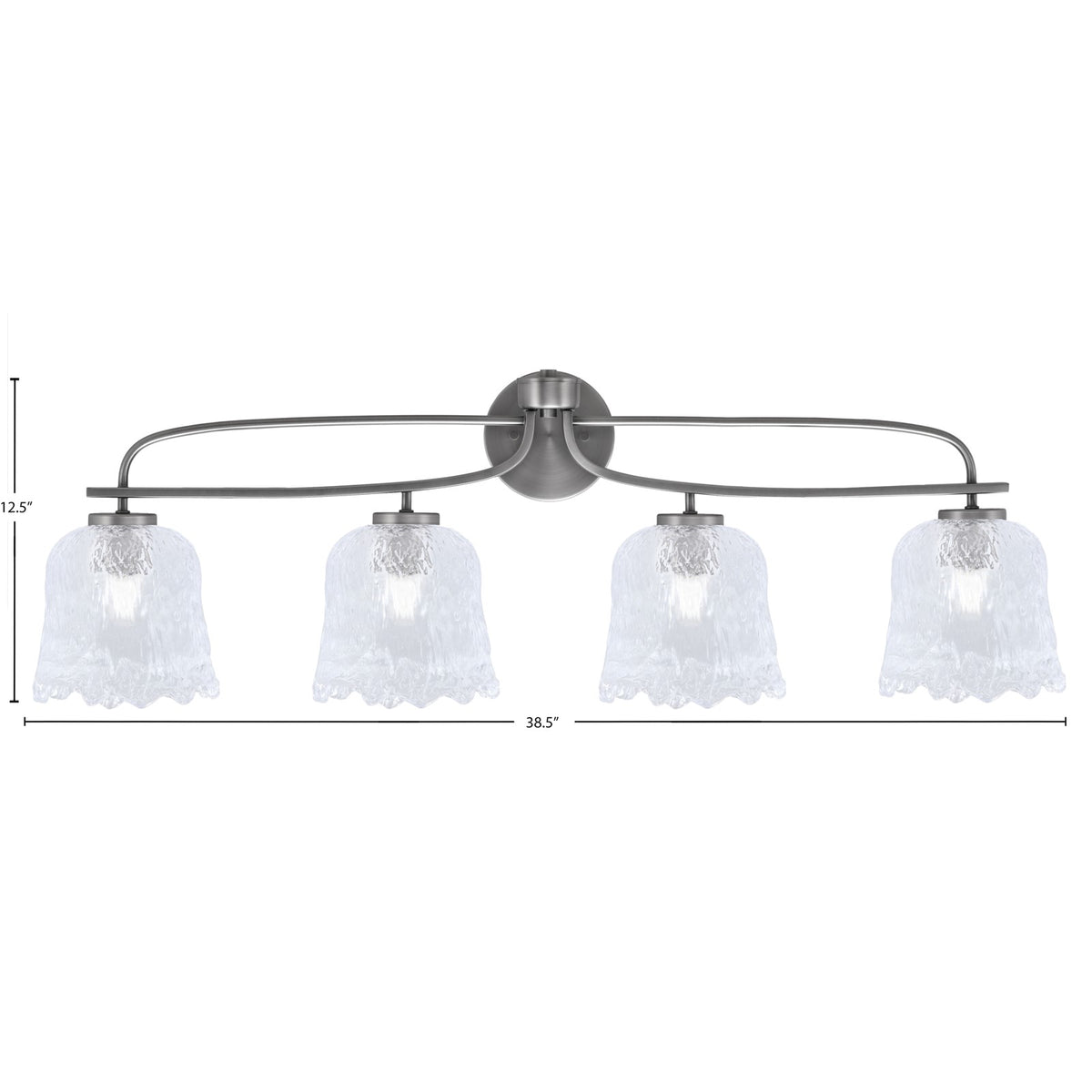 Toltec Cavella 4-Light Bath Bar | Graphite Finish and Clear Lava Glass | Bathroom Vanity Light | 8.5 x 12.5 in | Model 3914-GP-4230