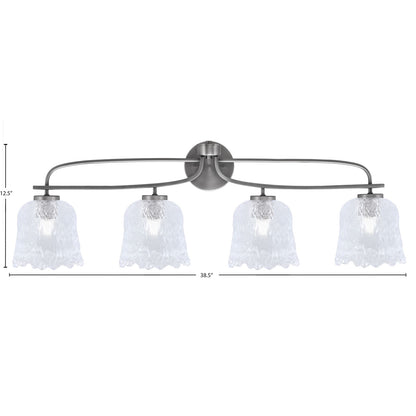 Toltec Cavella 4-Light Bath Bar | Graphite Finish and Clear Lava Glass | Bathroom Vanity Light | 8.5 x 12.5 in | Model 3914-GP-4230