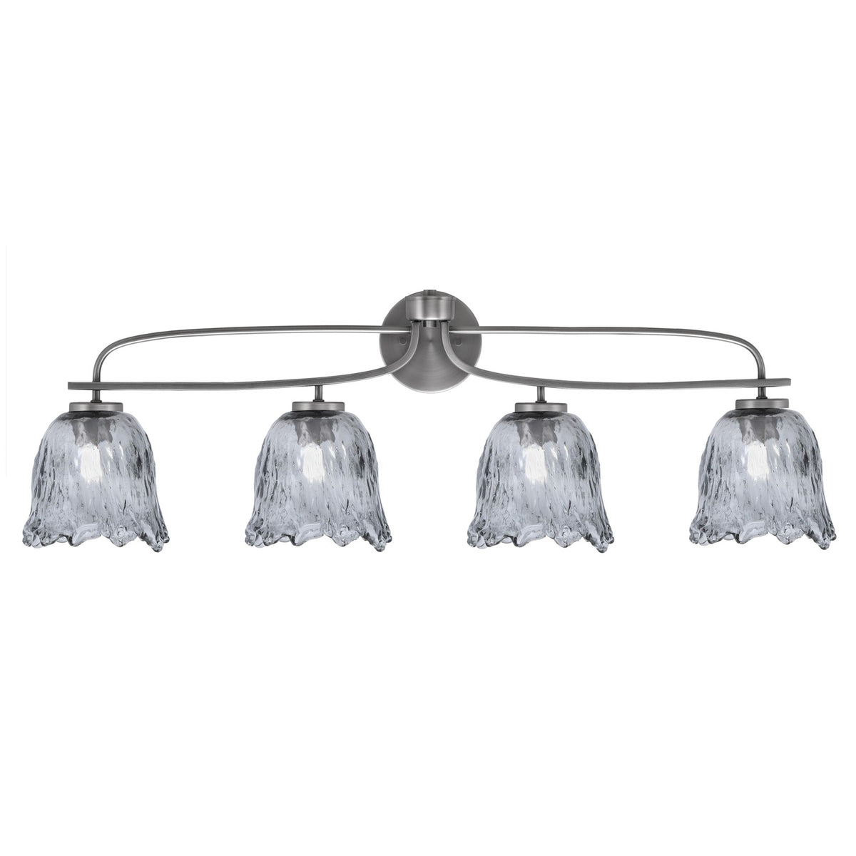 Toltec Cavella 12.5in 4-Light Bath Bar | Modern Graphite Steel and Smoke Bubble Glass | Bathroom Vanity Light | 8.5 x 12.5 in | Model 3914-GP-4232