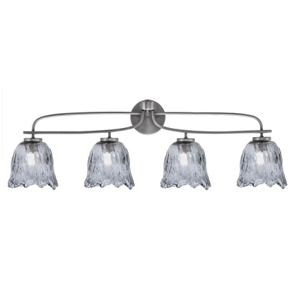 Toltec Cavella 12.5in 4-Light Bath Bar | Modern Graphite Steel and Smoke Bubble Glass | Bathroom Vanity Light | 8.5 x 12.5 in | Model 3914-GP-4232