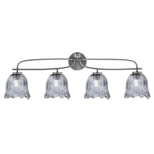 Toltec Cavella 12.5in 4-Light Bath Bar | Modern Graphite Steel and Smoke Bubble Glass | Bathroom Vanity Light | 8.5 x 12.5 in | Model 3914-GP-4232