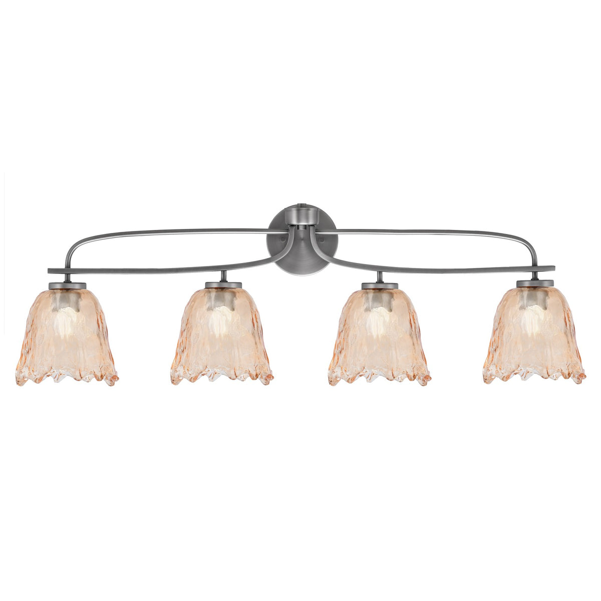 Toltec Cavella 12.5in 4-Light Bath Bar | Modern Graphite Steel and Amber Bubble Glass | Bathroom Vanity Light | 8.5 x 12.5 in | Model 3914-GP-4233