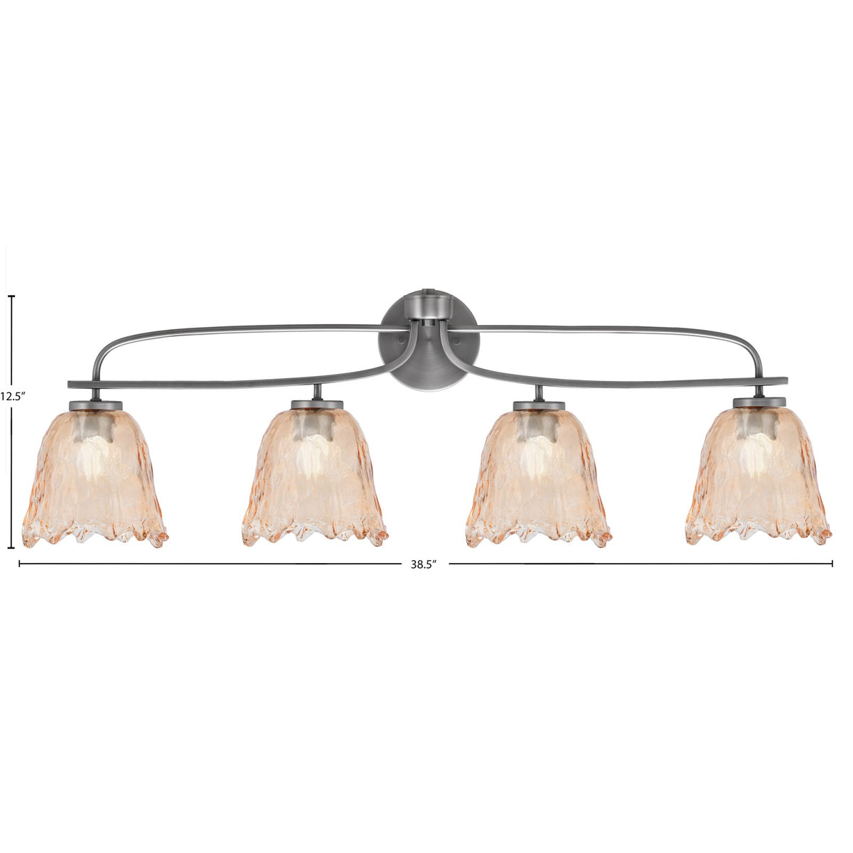 Toltec Cavella 12.5in 4-Light Bath Bar | Modern Graphite Steel and Amber Bubble Glass | Bathroom Vanity Light | 8.5 x 12.5 in | Model 3914-GP-4233