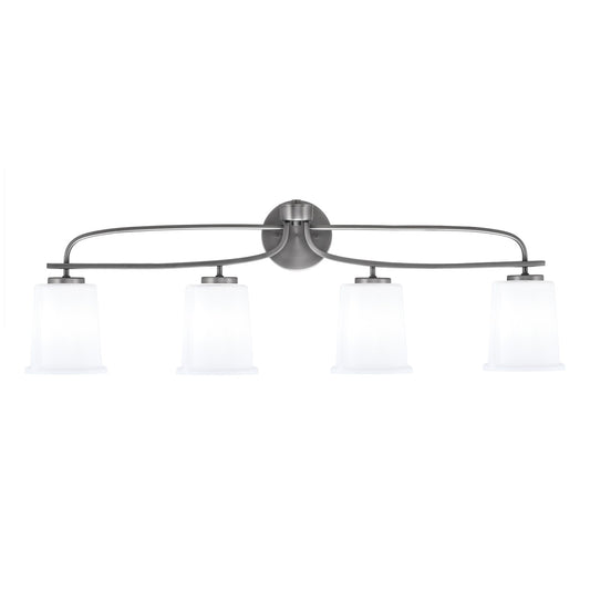Toltec Cavella 4-Light Bath Bar | Graphite Finish and White Opal Glass | Bathroom Vanity Light | 7.25 x 12 in | Model 3914-GP-5031