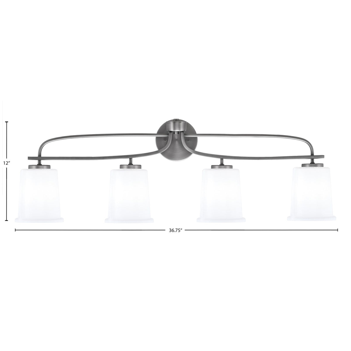 Toltec Cavella 4-Light Bath Bar | Graphite Finish and White Opal Glass | Bathroom Vanity Light | 7.25 x 12 in | Model 3914-GP-5031