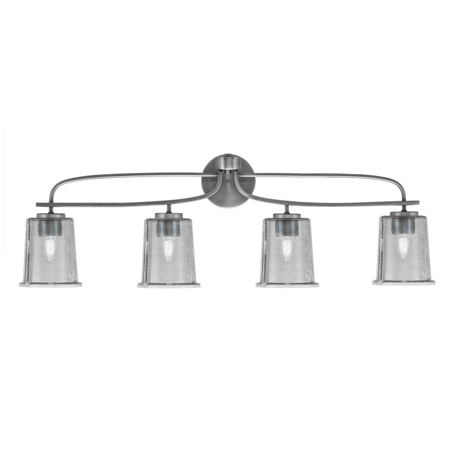 Toltec Cavella 4-Light Bath Bar | Graphite Finish and Smoke Bubble Glass | Bathroom Vanity Light | 7.25 x 12 in | Model 3914-GP-5032
