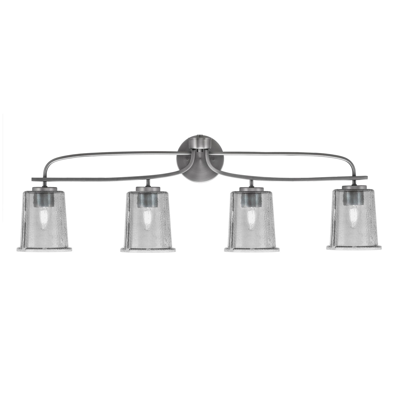 Toltec Cavella 4-Light Bath Bar | Graphite Finish and Smoke Bubble Glass | Bathroom Vanity Light | 7.25 x 12 in | Model 3914-GP-5032