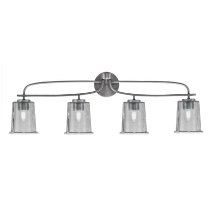 Toltec Cavella 4-Light Bath Bar | Graphite Finish and Smoke Bubble Glass | Bathroom Vanity Light | 7.25 x 12 in | Model 3914-GP-5032