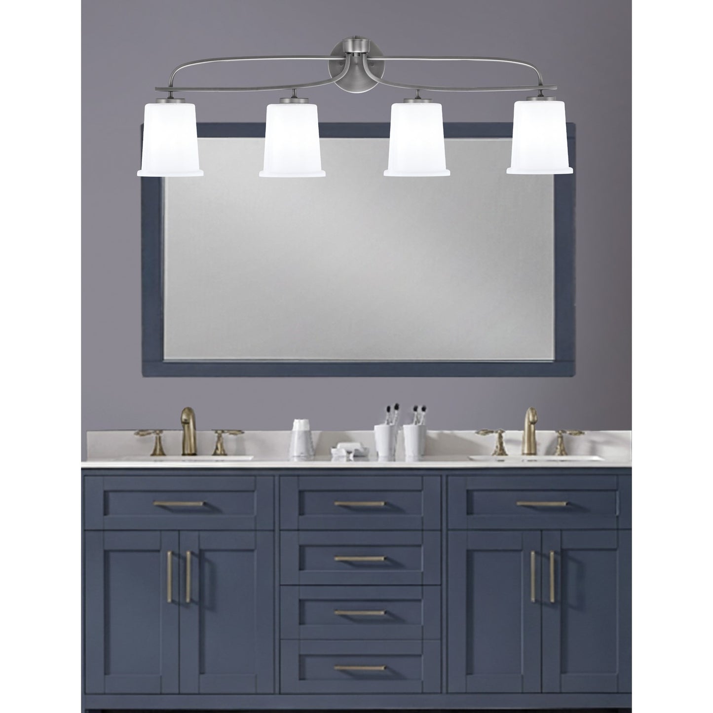 Toltec Cavella 4-Light Bath Bar | Graphite Finish and Smoke Bubble Glass | Bathroom Vanity Light | 7.25 x 12 in | Model 3914-GP-5032