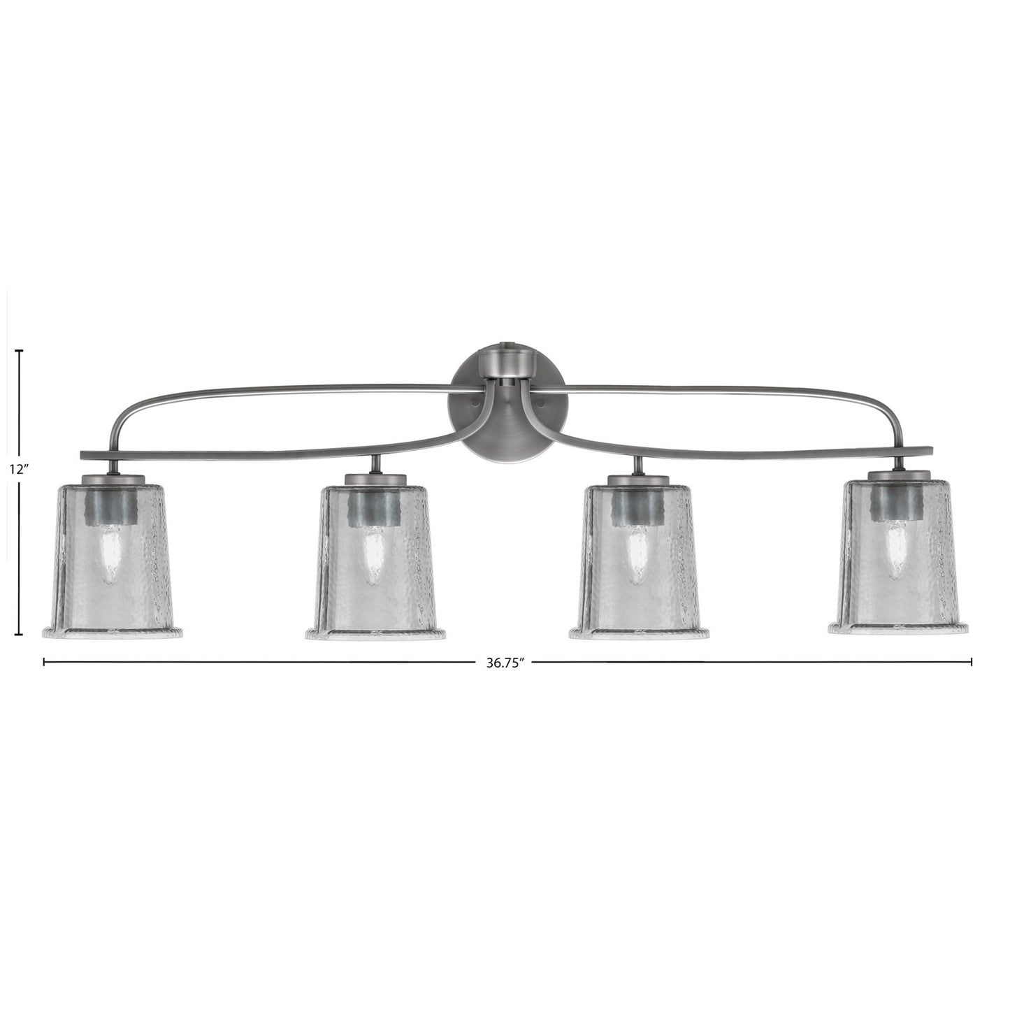 Toltec Cavella 4-Light Bath Bar | Graphite Finish and Smoke Bubble Glass | Bathroom Vanity Light | 7.25 x 12 in | Model 3914-GP-5032