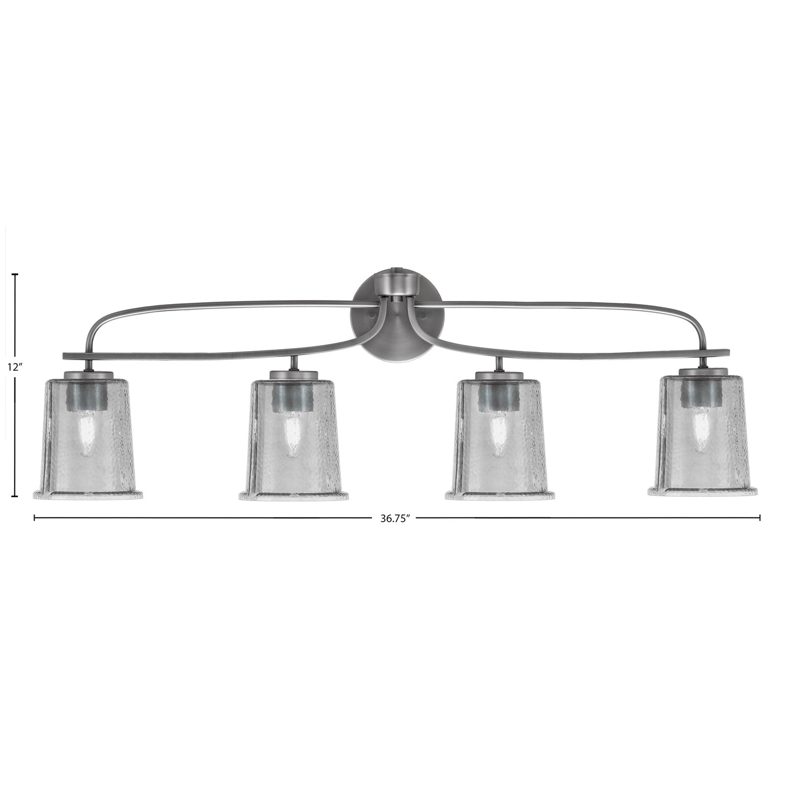 Toltec Cavella 4-Light Bath Bar | Graphite Finish and Smoke Bubble Glass | Bathroom Vanity Light | 7.25 x 12 in | Model 3914-GP-5032