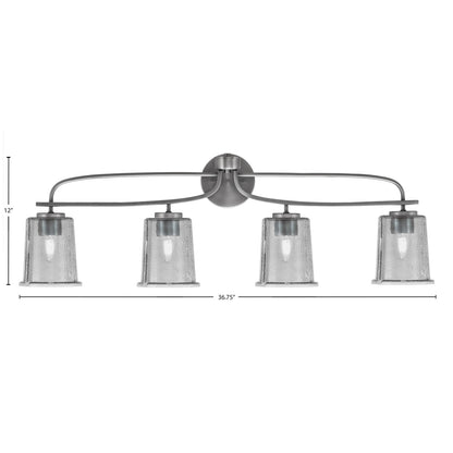 Toltec Cavella 4-Light Bath Bar | Graphite Finish and Smoke Bubble Glass | Bathroom Vanity Light | 7.25 x 12 in | Model 3914-GP-5032